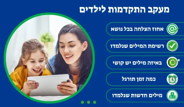 מעקב התקדמות לילדים — ממשק הורים באפרופו אנגלית